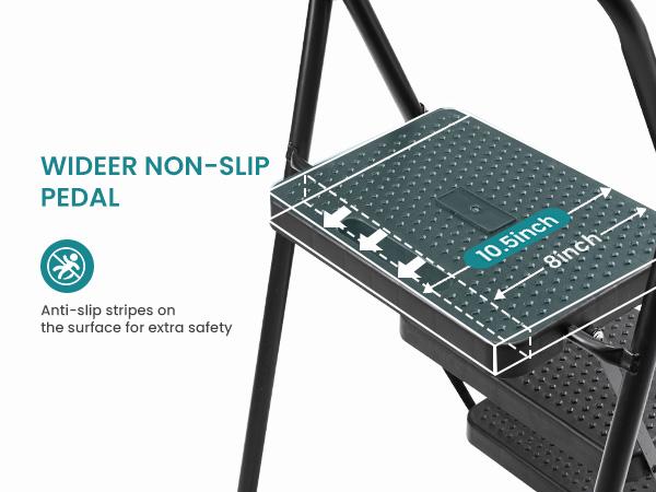 Step Ladder, Foldable Stool with Wide Pedal, Cushioned Handle, 800lbs Capacity for Home Kitchen and Outdoor