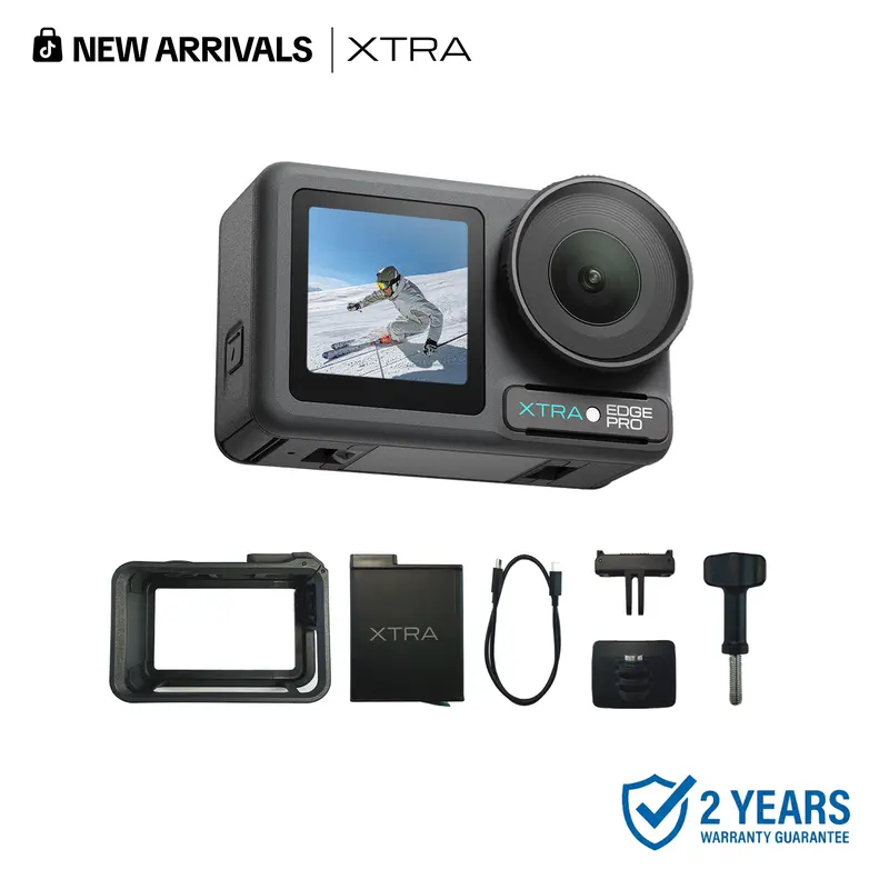🛒BEST SELLER🚀Xtra Edge Action Camera, 1/1.3" Sensor & 4K Cinematic Video, Hyper Stabilization, Waterproof Camera to 52 Ft, 3-Hour Battery, Universal Quick Mount, Vlogging Camera for Adventure Photography
