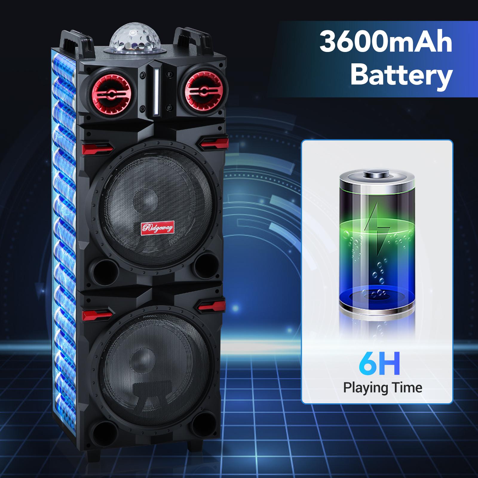 Portable Bluetooth PA Speaker Karaoke Machine 2 x 10" Subwoofer And 1 x 3" Tweeter Loud Party Speaker With Microphone FM LED Remote Control TWS
