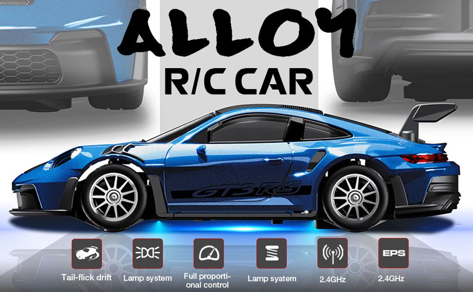 Mini Porsche 911 RC Car 1/43, Alloy 4WD Drift RC Vehicle with Gyro & LED Lights, 2.4G High Speed Remote Control Hobby Toy, ARRIS Version for Men Gift Rc Model Car Racing Car Model