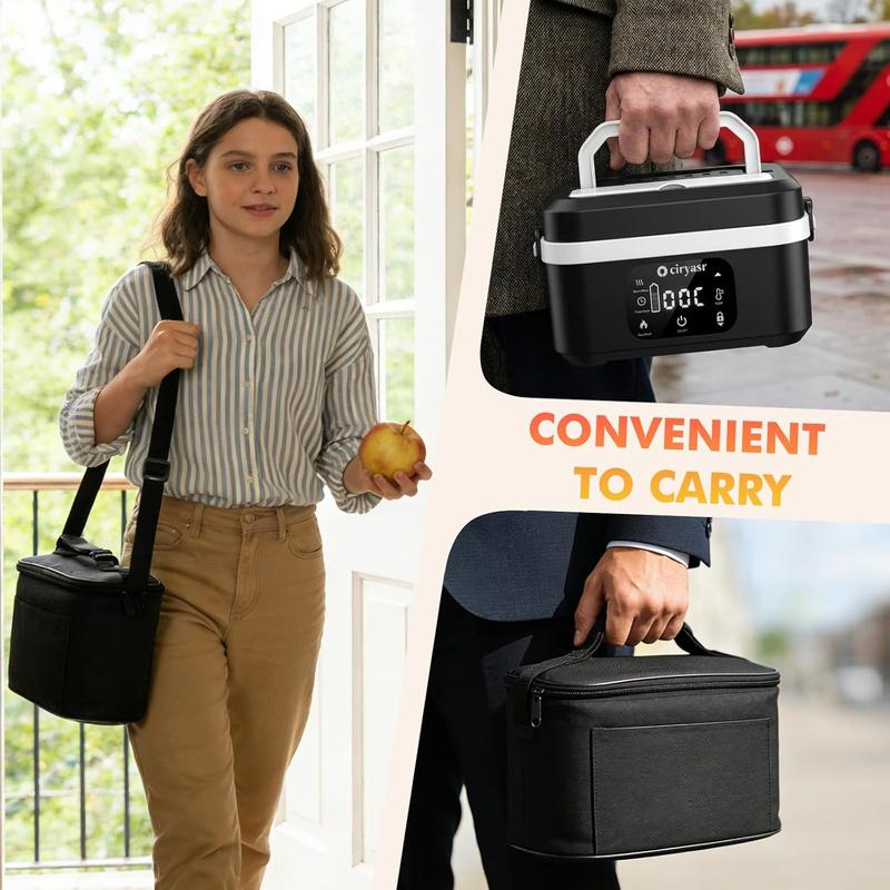 Cordless Electric Lunch Box with 20000mAh Battery, Fast Self-Heating Portable Food Warmer, Stainless Steel Bento Box with Insulated Bag for Work, Office, Car, Travel & Camping
