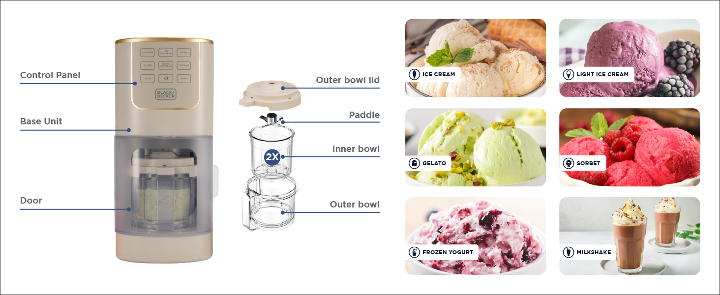 What&amp;#39;s in the box - the ice cream maker, 2 pint jars, paddle, and lid