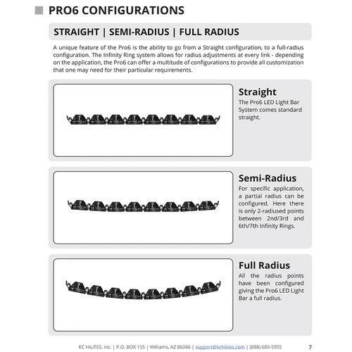KC HiLiTES 91308 50" Pro6 Gravity LED 8 Lights Black Bar System 160W Combo Beam - Picture 22 of 24