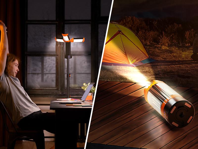 OGERY 10000/18000mAh Camping Light with  Remote Control & Power Bank - Rechargeable 2200 Lumens Dimmable Work Light, Emergency Light & Detachable Tripod (1.75-6.5 Ft) for Outdoor, Hiking, Home & Emergency #Summervibes