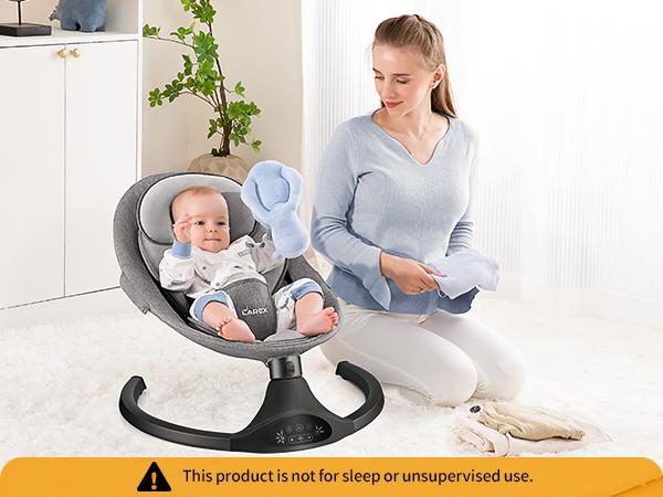 LAREX Baby Swing for Infants,Electric Bouncer for Babies,newborn baby stuff,Portable Electric Baby Swing,Remote Control Indoor Baby Rocker with 5 Sway Speeds,10 Music and Bluetooth,Bounce Chair with anti-Slip Feet,Baby items,DealsForYouDays