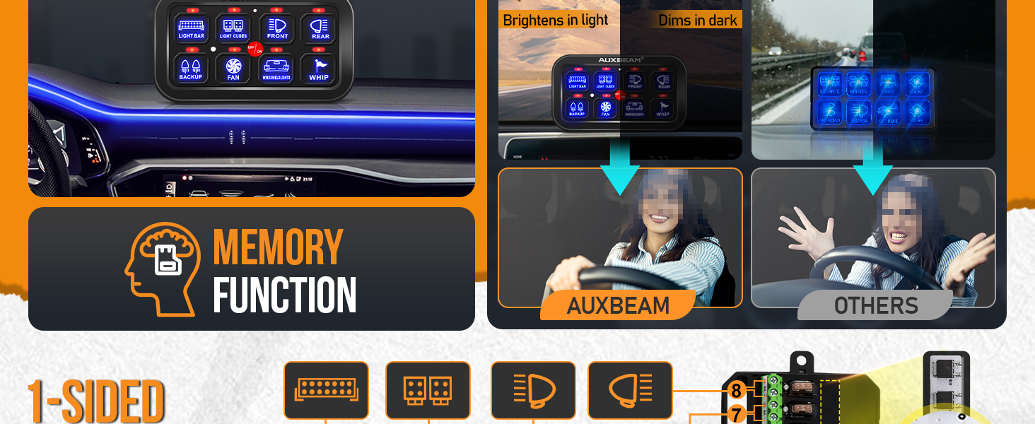 aux beam 8 gang switch panel