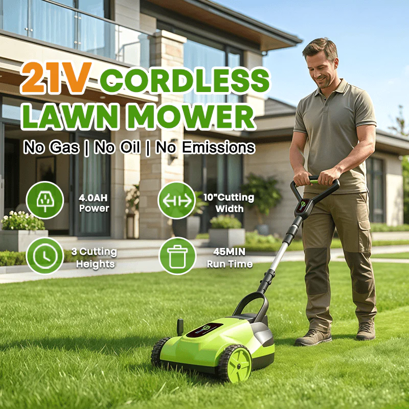 8.7-Inch   Small   Electric   Lawn   Mower   for   Yards   &   Gardens