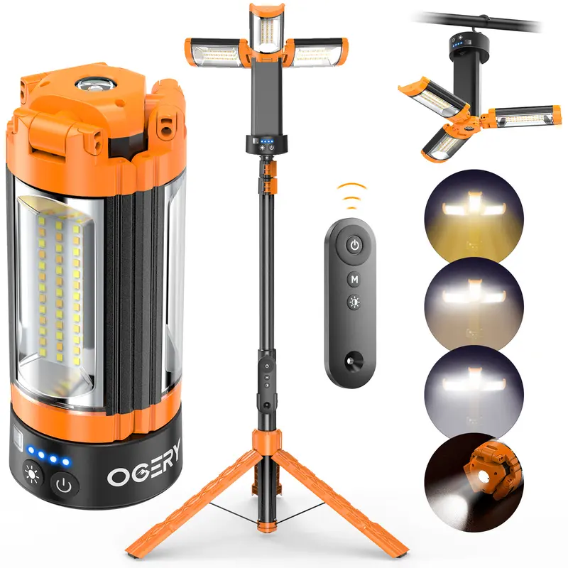 【PRICE SLASH】OGERY 10000/18000mAh Camping Light with Remote Control & Power Bank - Rechargeable 2200 Lumens Dimmable Work Light, Emergency Light & Detachable Tripod (1.75-6.5 Ft) for Outdoor, Hiking, Home & Emergency #Summervibes
