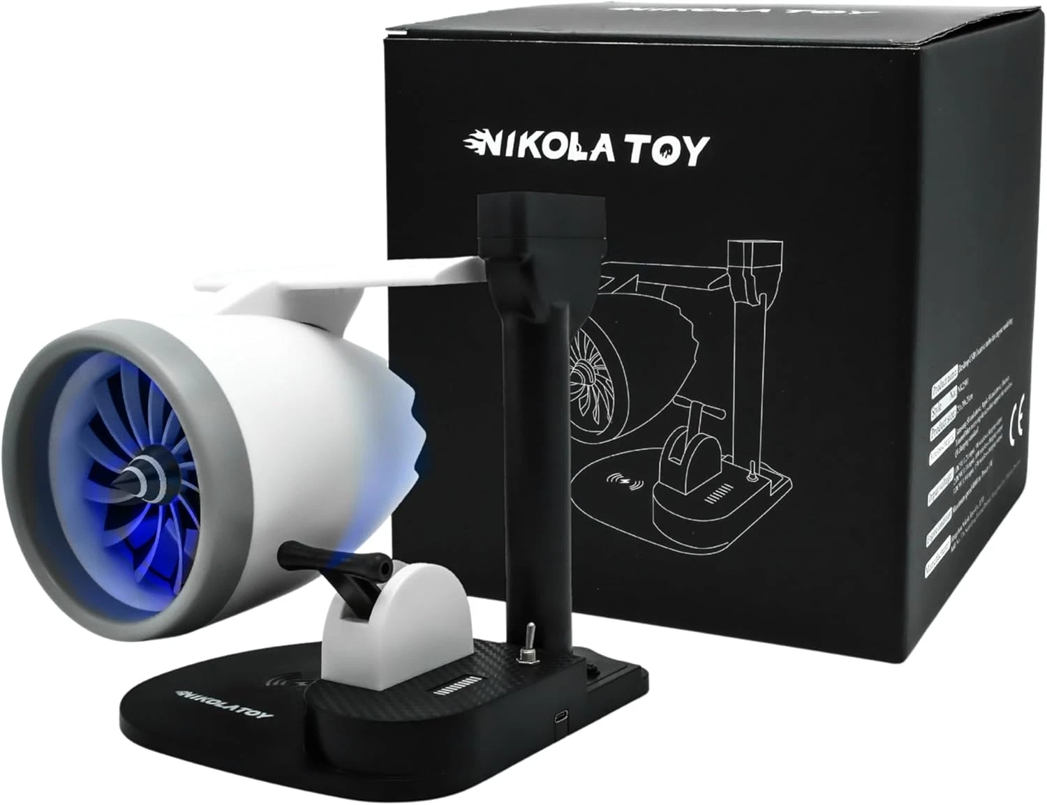 Jet Engine Fan Model Desk Gadget with Wireless Charger, Turbofan Engine Model Di