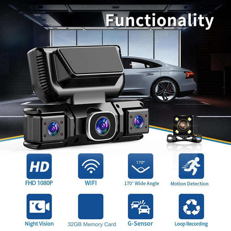 📹✨ 4-Channel Dash Cam with WiFi and Night Vision 🌙🚗 Crystal-Clear Recording and Total Security on Every Trip 🔒📡