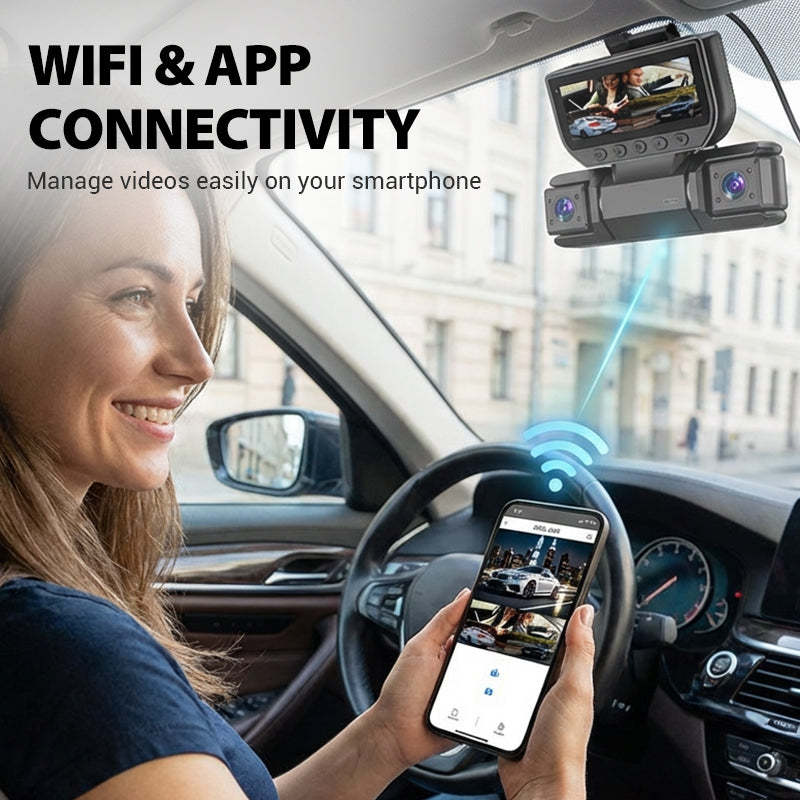 📹✨ 4-Channel Dash Cam with WiFi and Night Vision 🌙🚗 Crystal-Clear Recording and Total Security on Every Trip 🔒📡