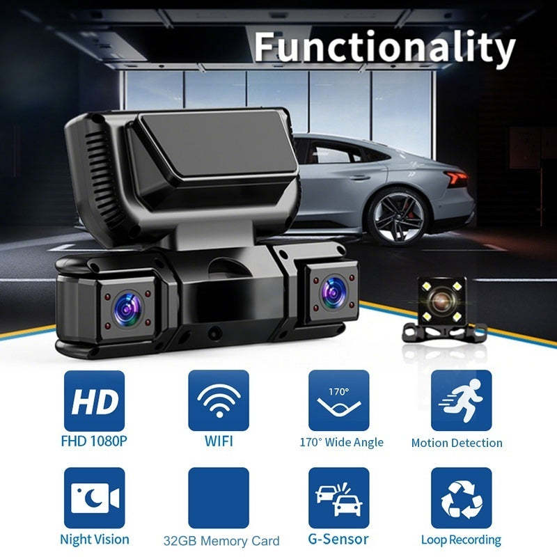 📹✨ 4-Channel Dash Cam with WiFi and Night Vision 🌙🚗 Crystal-Clear Recording and Total Security on Every Trip 🔒📡
