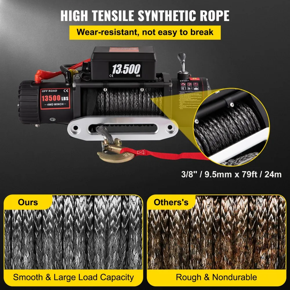 Flash Sale - 12V 8000 lb Load Capacity Nylon Rope Winch