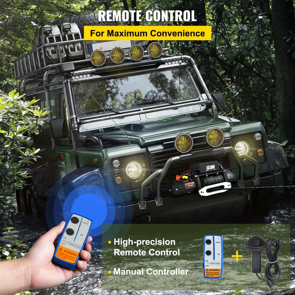 Flash Sale - 12V 8000 lb Load Capacity Nylon Rope Winch