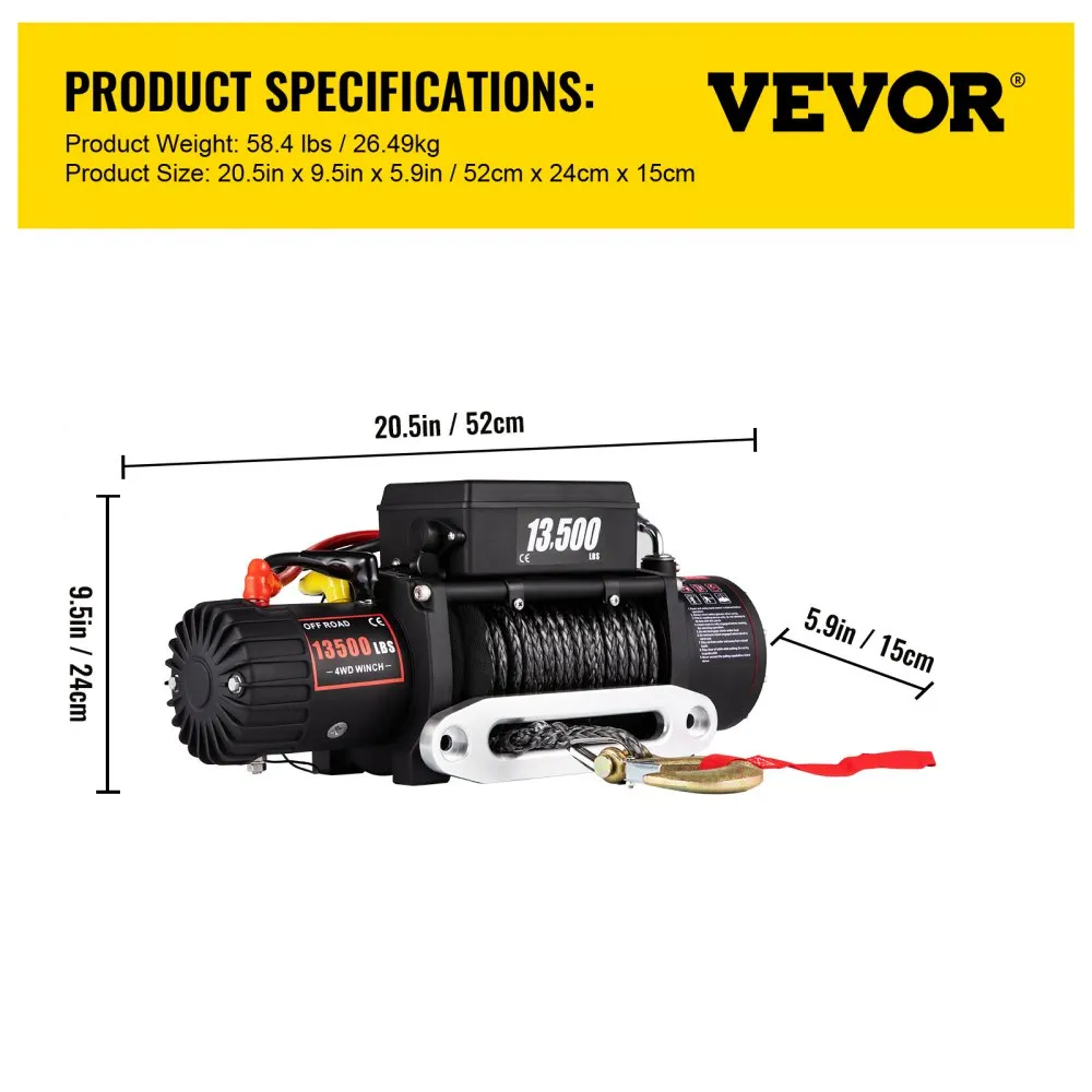 Flash Sale - 12V 8000 lb Load Capacity Nylon Rope Winch