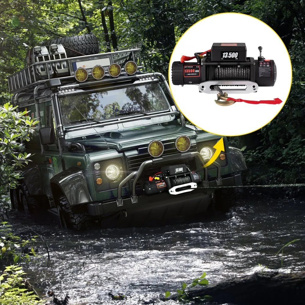 Flash Sale - 12V 8000 lb Load Capacity Nylon Rope Winch
