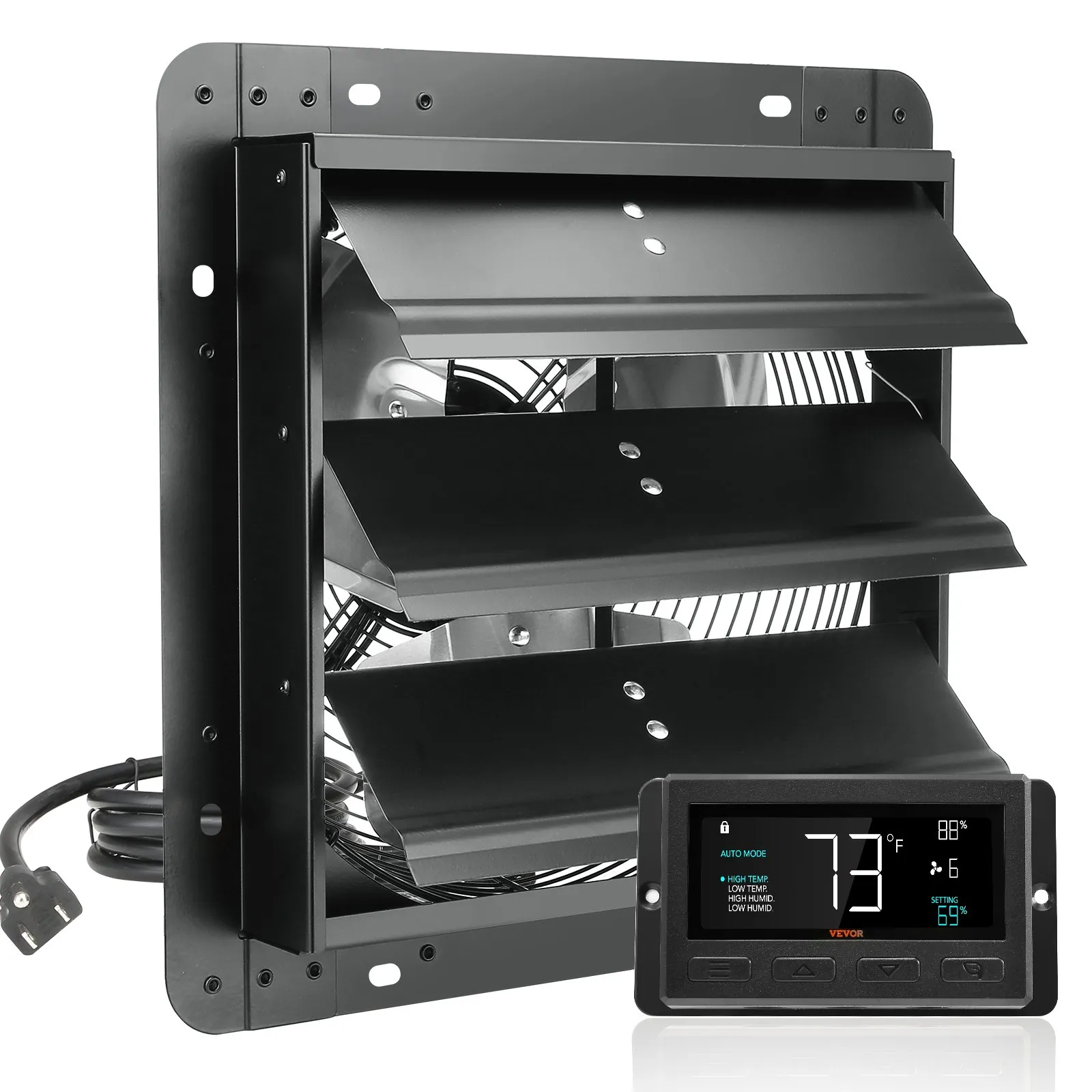  💨 Best Value | VEVOR 12-Inch EC Motor Shutter Exhaust Fan with Intelligent Controller, ⚡ Energy-Saving 904 CFM Wall Mount Attic Ventilation Fan