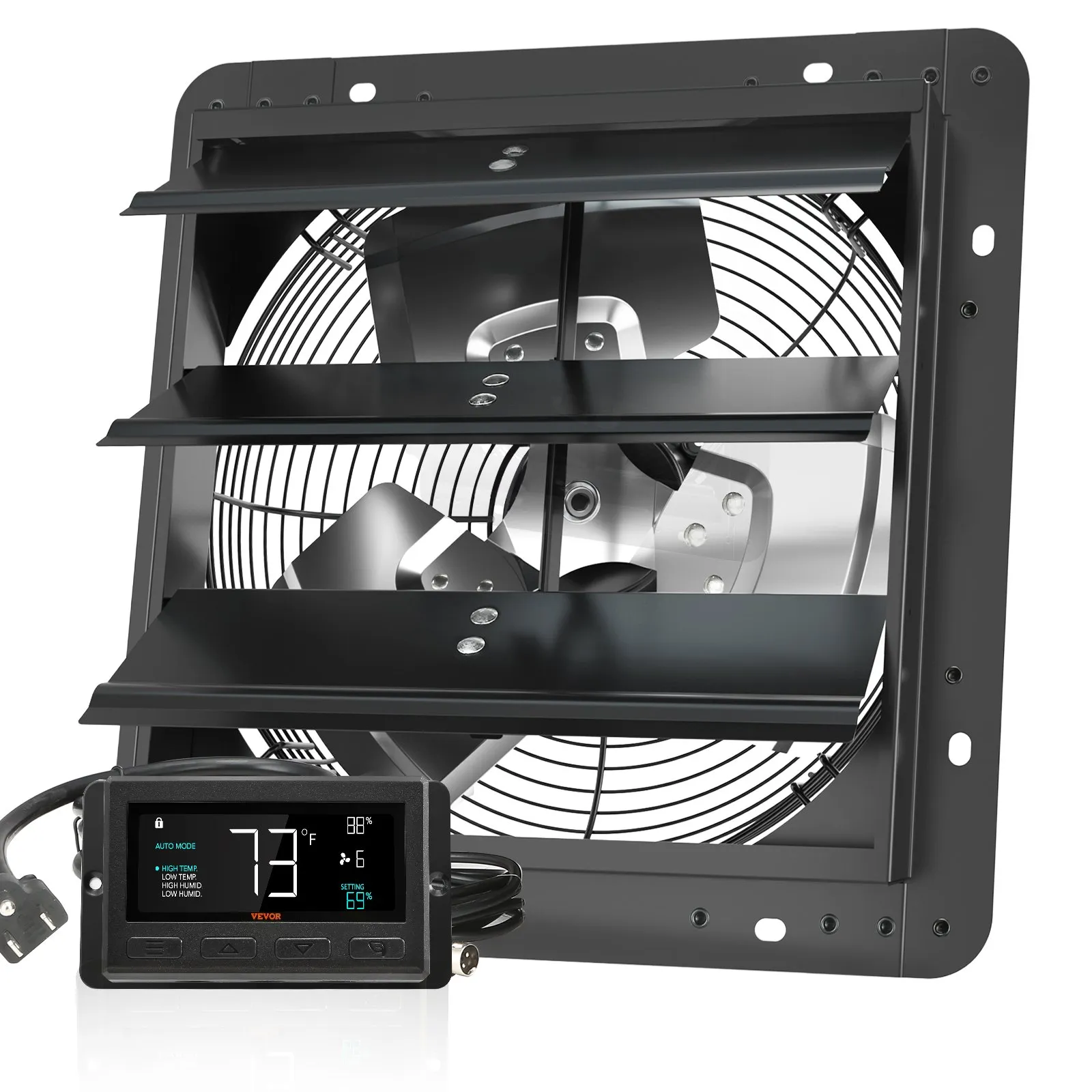  💨 Best Value | VEVOR 12-Inch EC Motor Shutter Exhaust Fan with Intelligent Controller, ⚡ Energy-Saving 904 CFM Wall Mount Attic Ventilation Fan