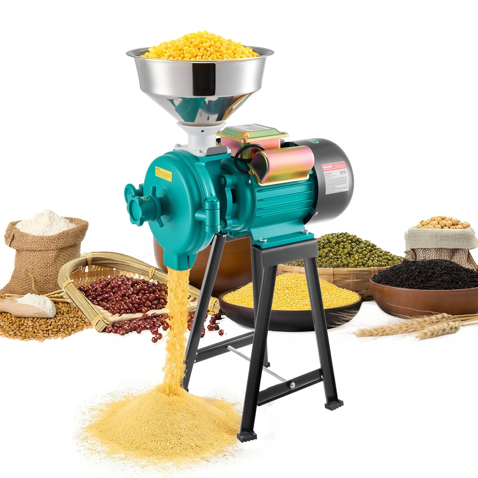 ⚡ High-Efficiency Choice: VEVOR 3000W Electric Grain Grinder Machine, Heavy Duty Commercial Corn Spice Mill, Adjustable Thickness Powder Machine for Wheat Cereal Feed 🚜