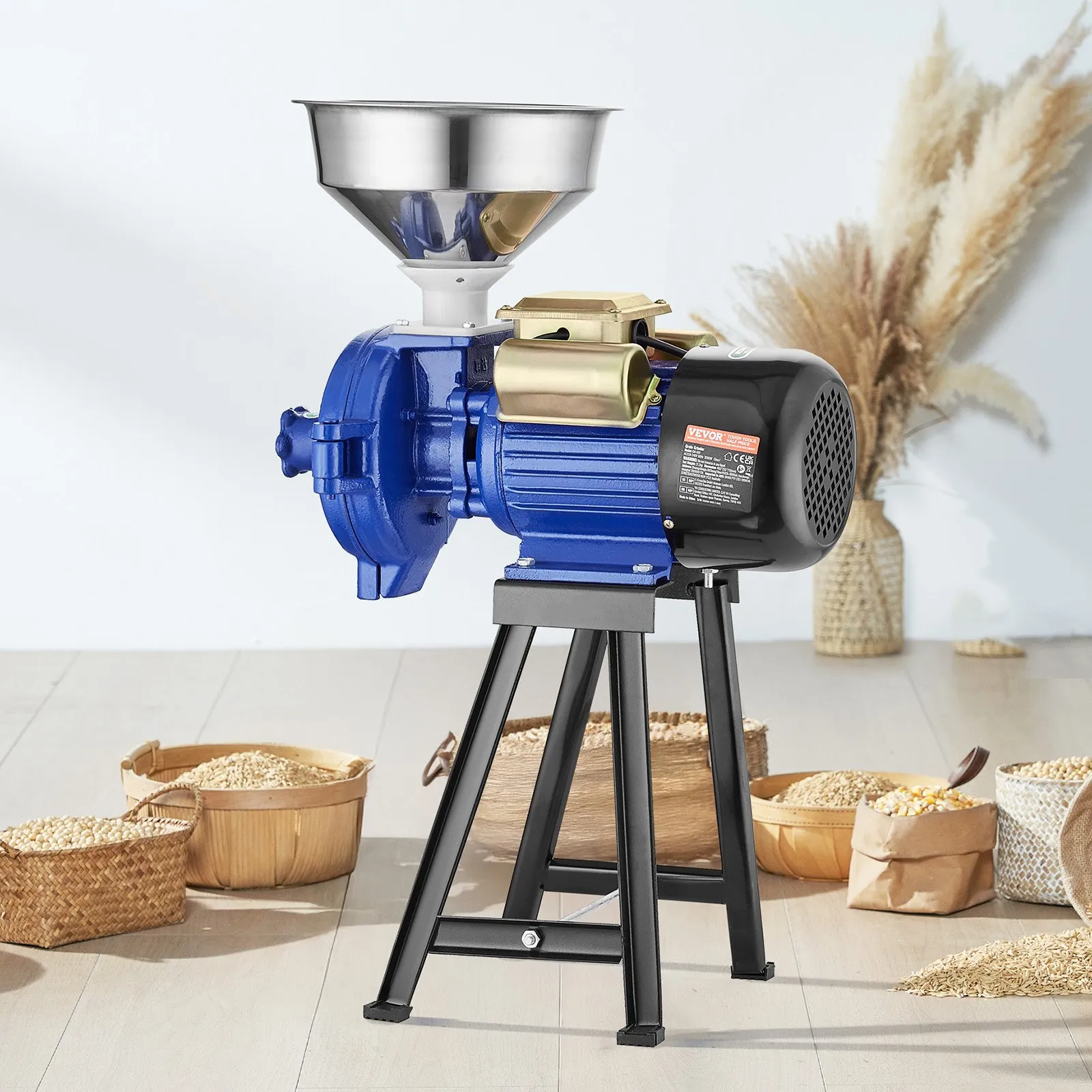 ⚡ High-Efficiency Choice: VEVOR 3000W Electric Grain Grinder Machine, Heavy Duty Commercial Corn Spice Mill, Adjustable Thickness Powder Machine for Wheat Cereal Feed 🚜