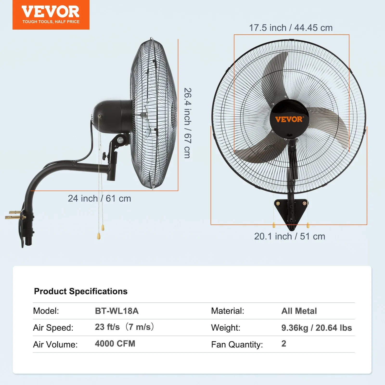 ⚡LIMITED TIME OFFER | VEVOR Heavy Duty Wall Fan, Commercial Oscillating Air Circulator for Greenhouse & Patio, Multiple Options 🌀