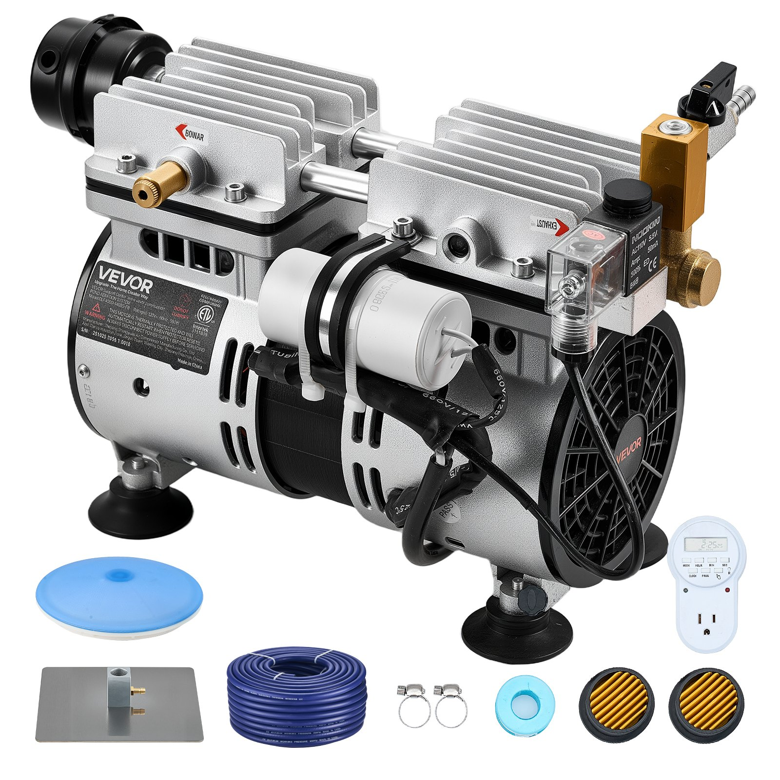 💥 [Limited Time Deal] VEVOR 3/4 HP Pond Aerator Kit, Complete 5.2 CFM Lake Aeration Pump System up to 3 Acres for Complete Oxygen Circulation