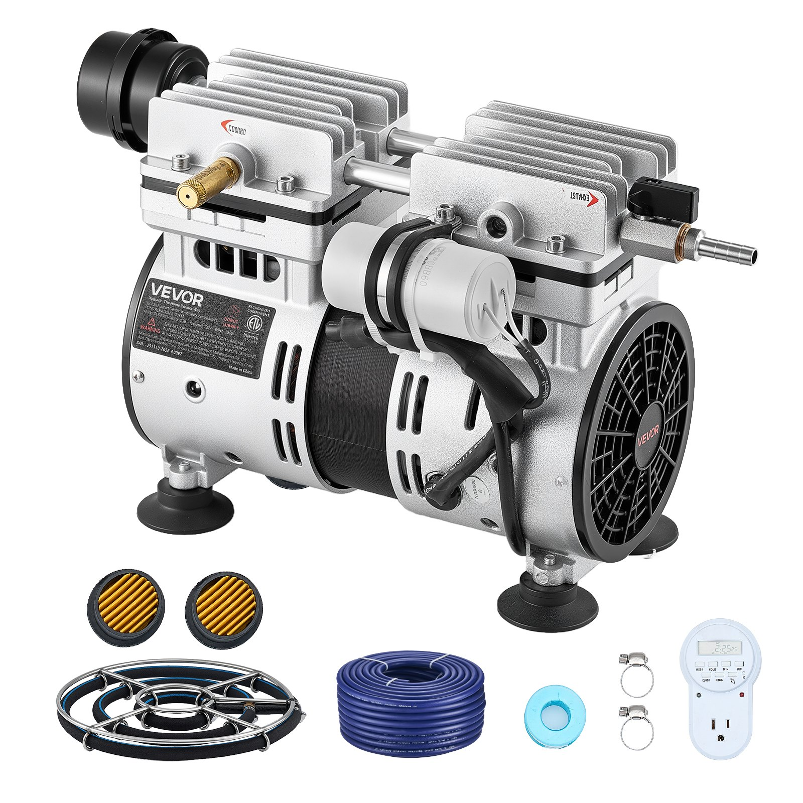 💥 [Limited Time Deal] VEVOR 3/4 HP Pond Aerator Kit, Complete 5.2 CFM Lake Aeration Pump System up to 3 Acres for Complete Oxygen Circulation