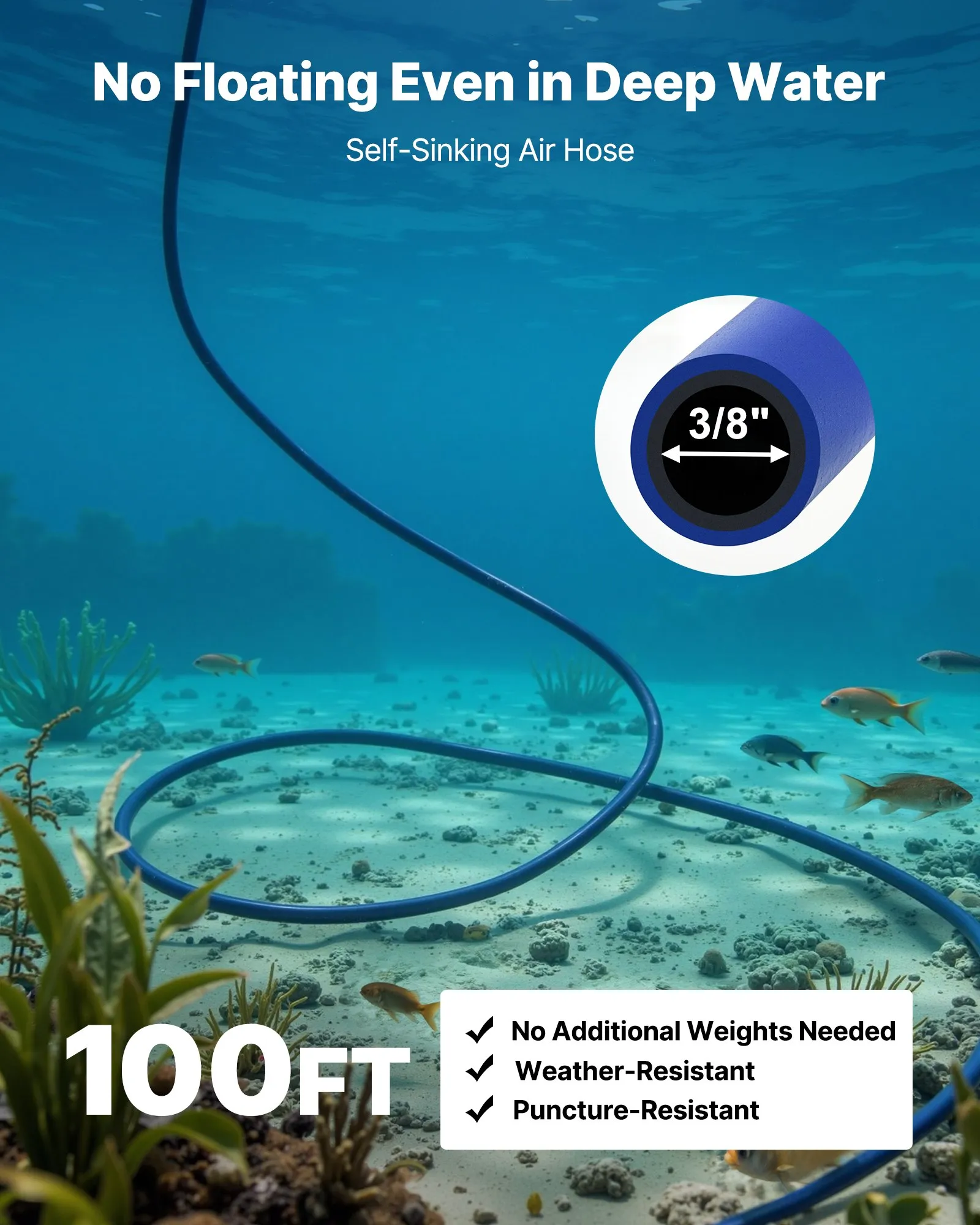 💥 [Limited Time Deal] VEVOR 3/4 HP Pond Aerator Kit, Complete 5.2 CFM Lake Aeration Pump System up to 3 Acres for Complete Oxygen Circulation