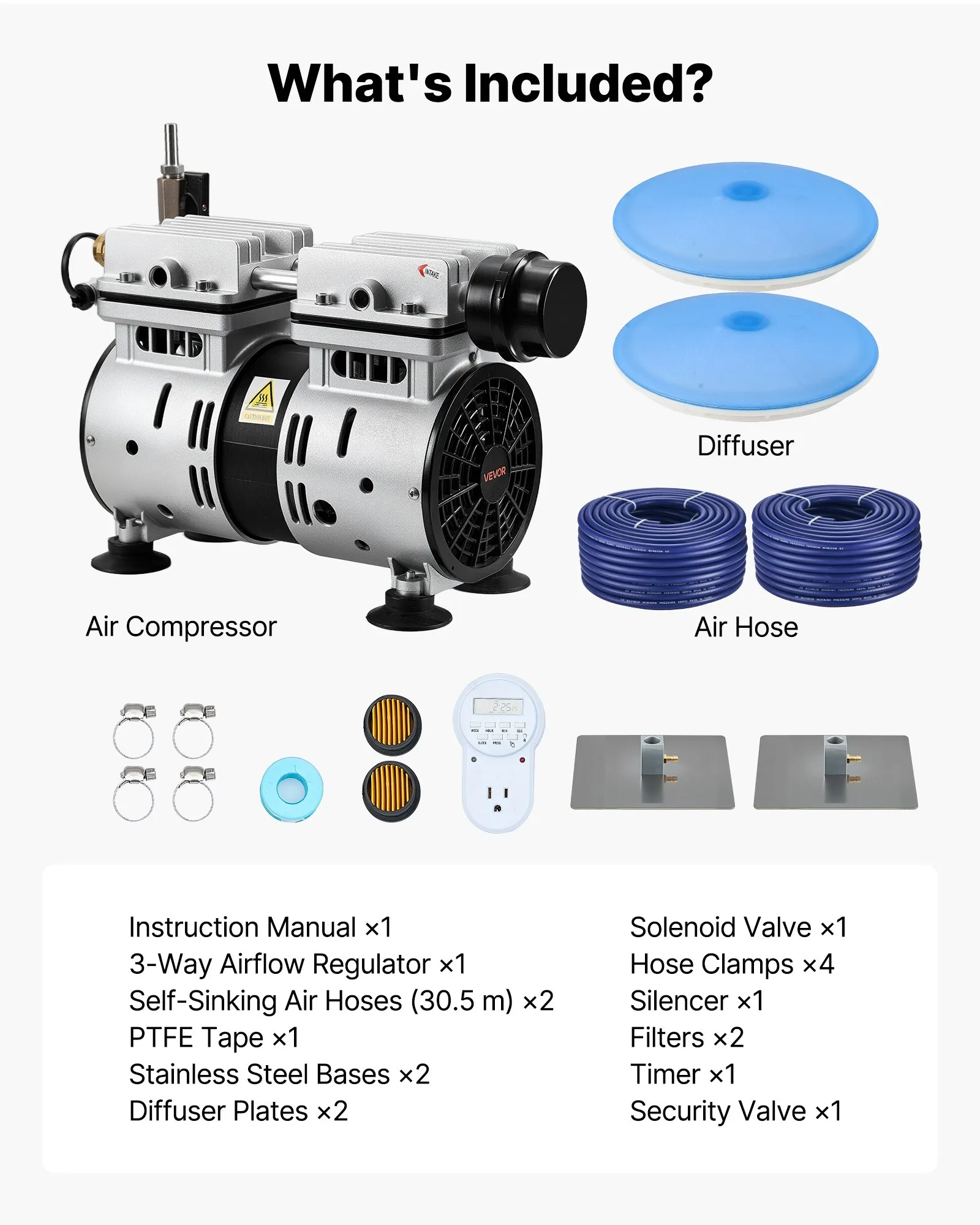💥 [Limited Time Deal] VEVOR 3/4 HP Pond Aerator Kit, Complete 5.2 CFM Lake Aeration Pump System up to 3 Acres for Complete Oxygen Circulation