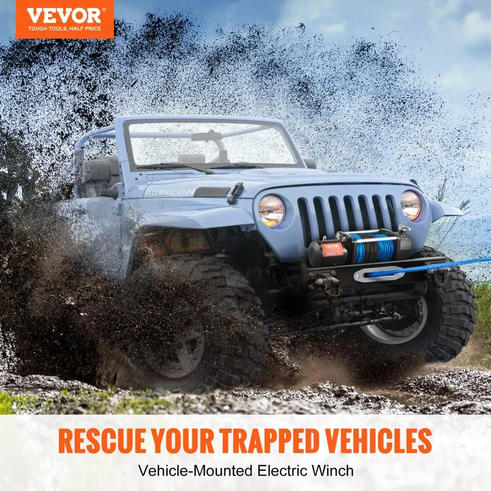 Flash Sale - 12V 8000 lb Load Capacity Nylon Rope Winch