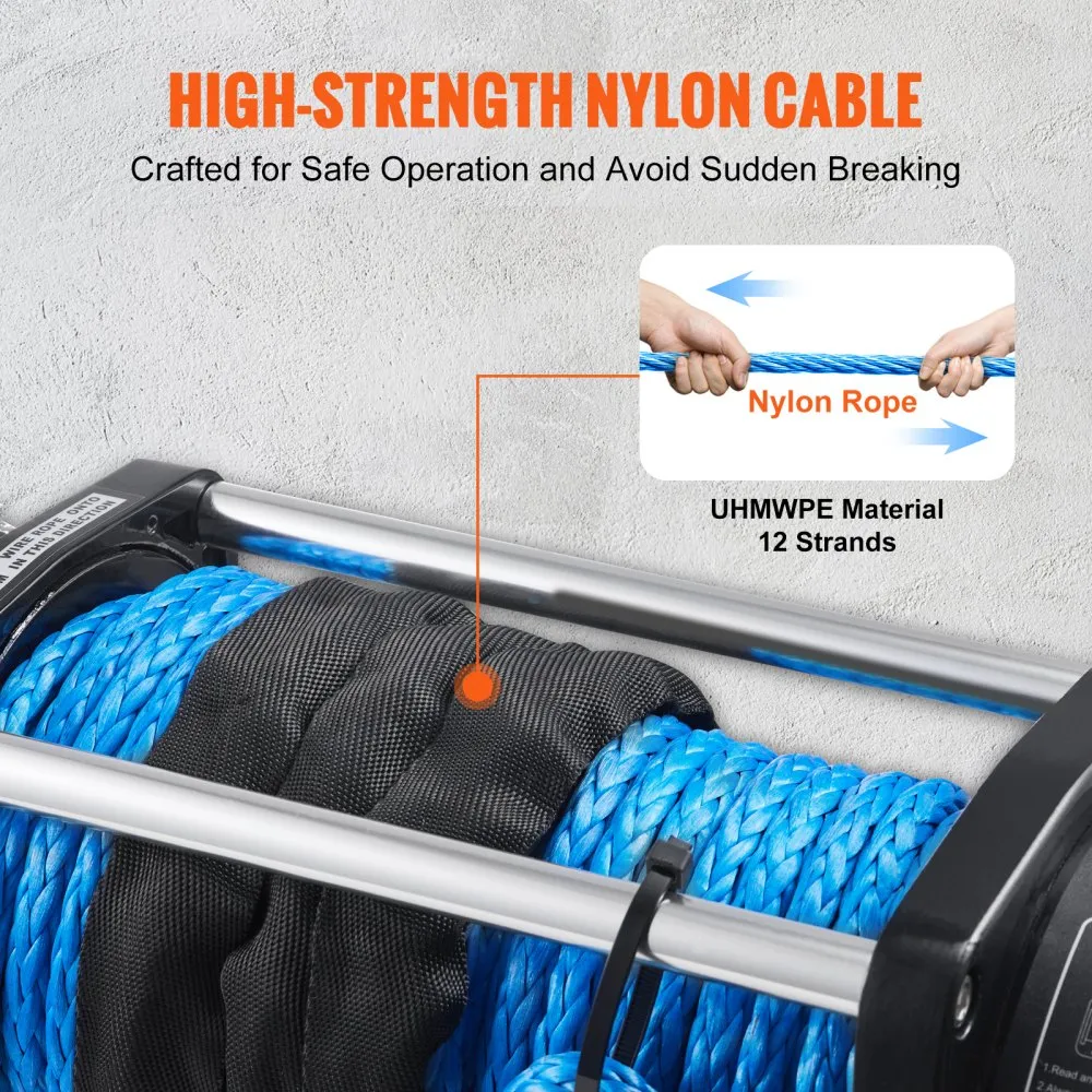 Flash Sale - 12V 8000 lb Load Capacity Nylon Rope Winch
