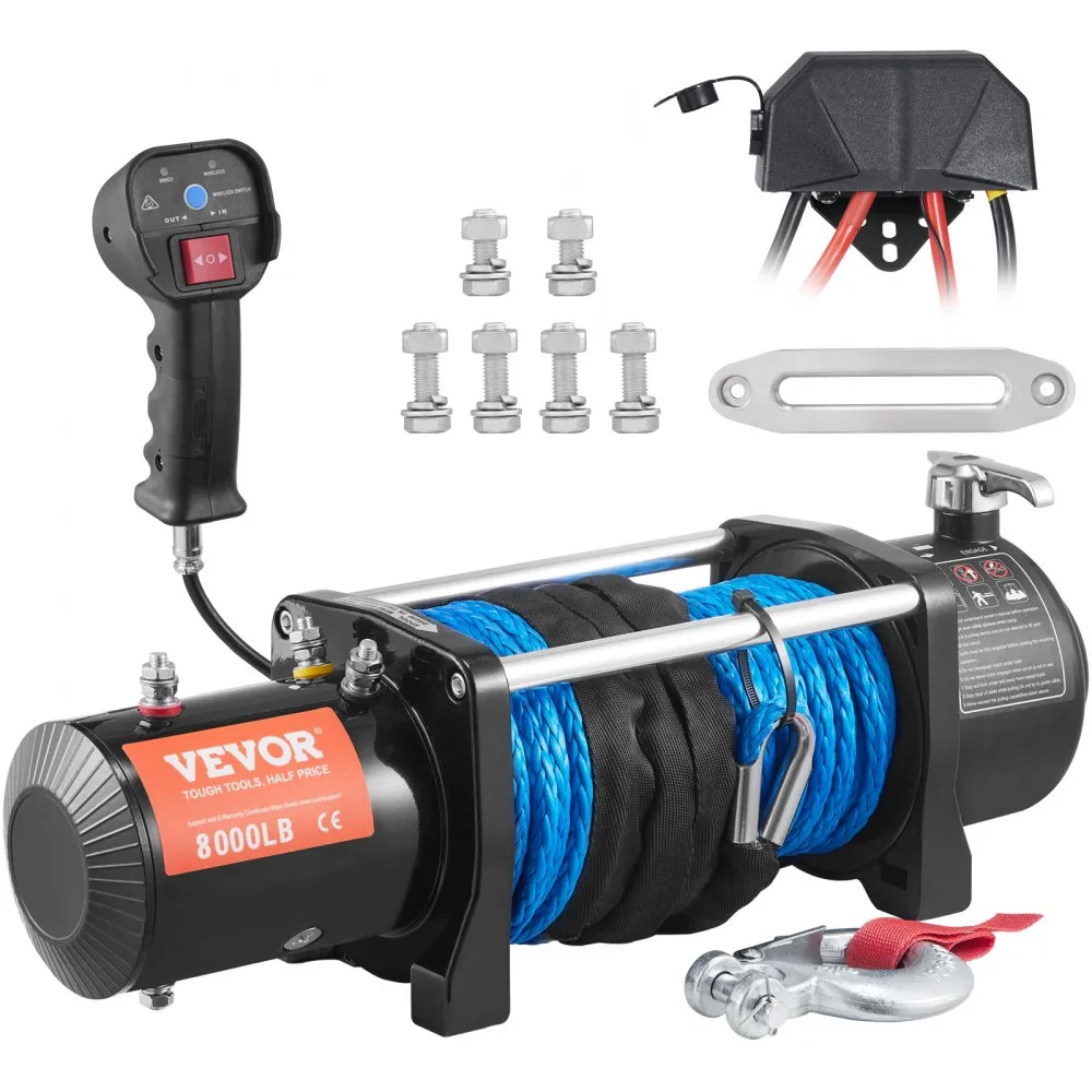 Flash Sale - 12V 8000 lb Load Capacity Nylon Rope Winch