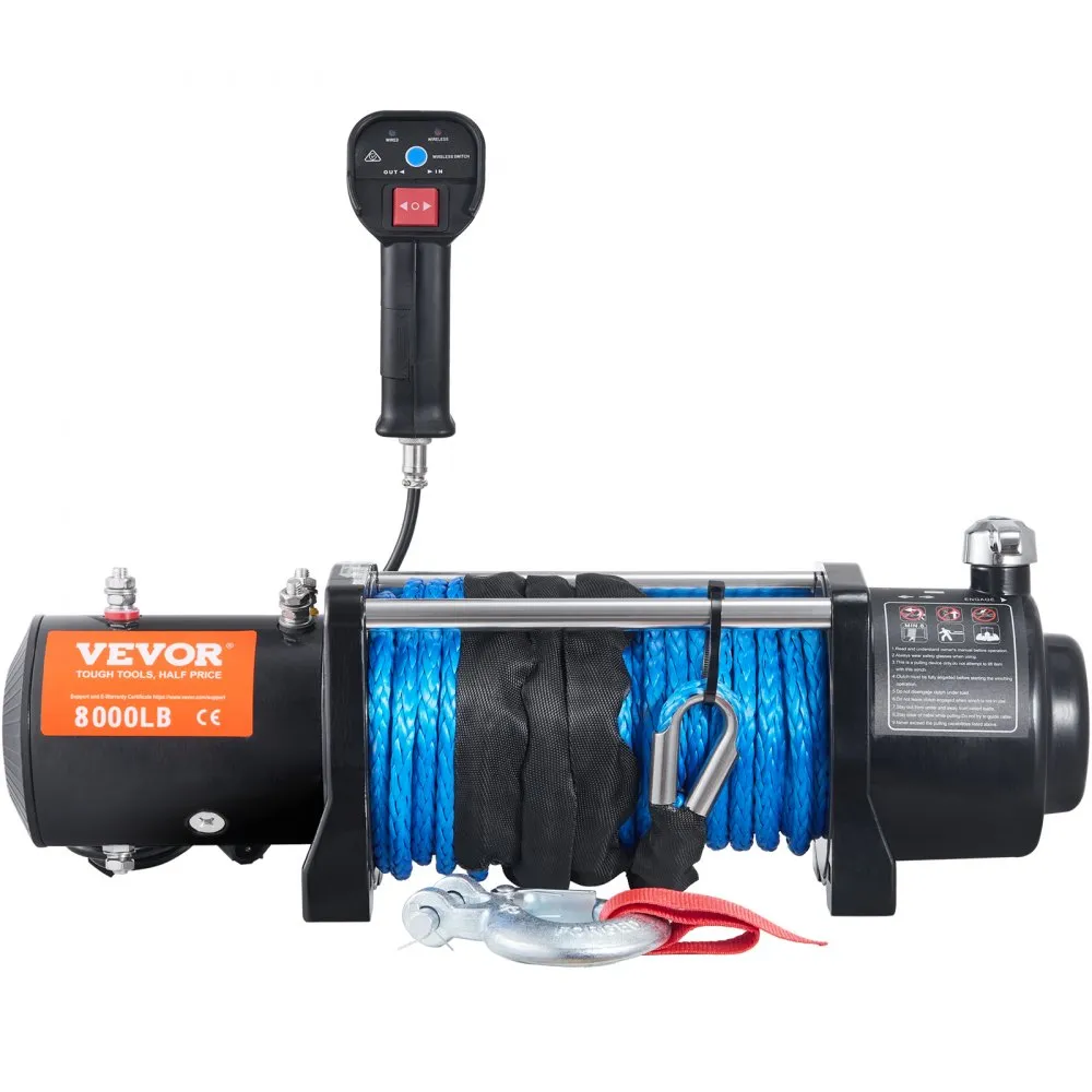 Flash Sale - 12V 8000 lb Load Capacity Nylon Rope Winch