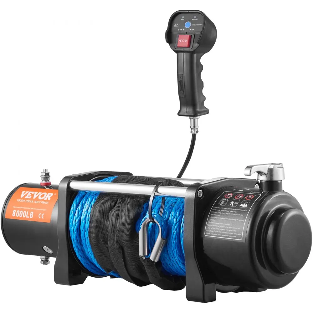 Flash Sale - 12V 8000 lb Load Capacity Nylon Rope Winch