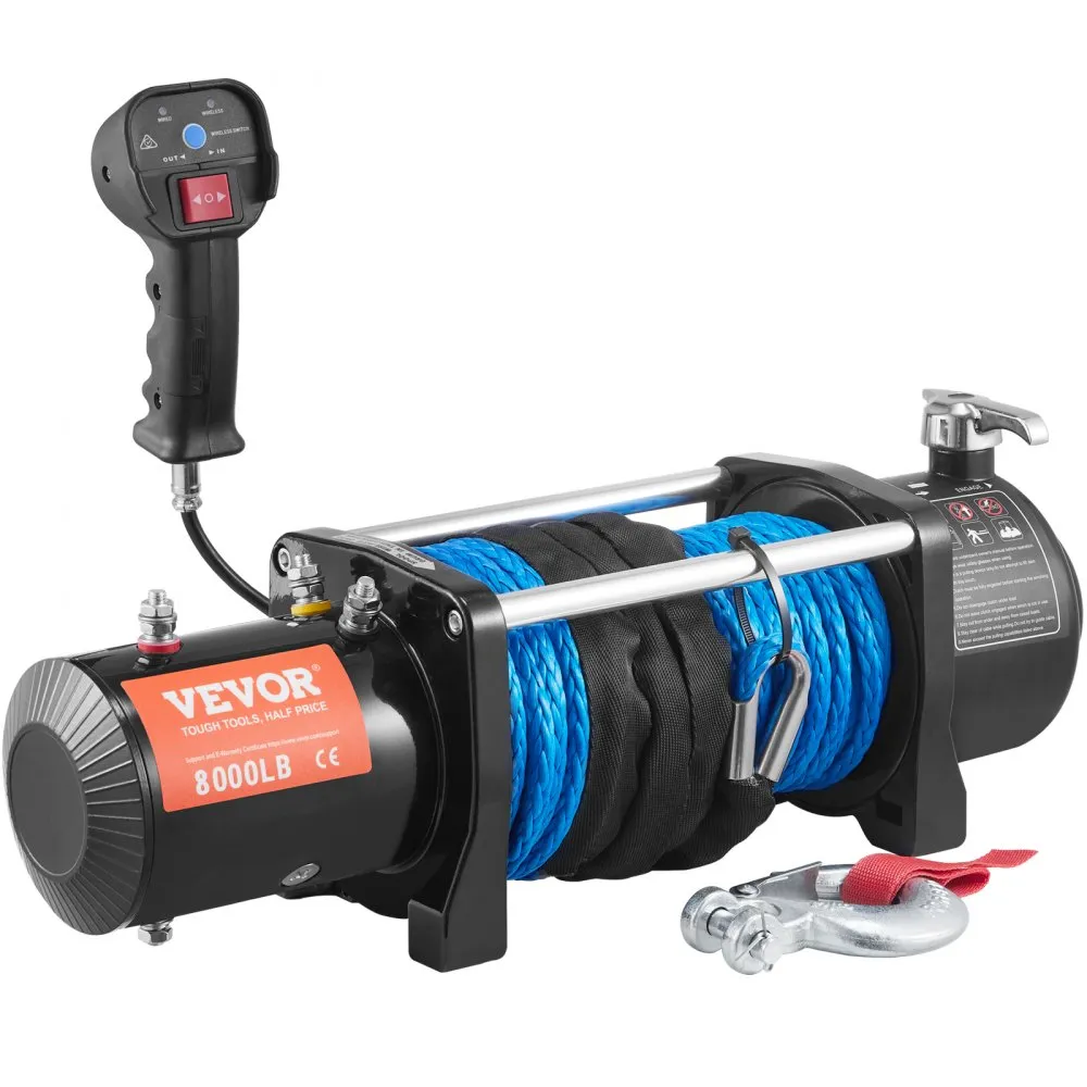 Flash Sale - 12V 8000 lb Load Capacity Nylon Rope Winch