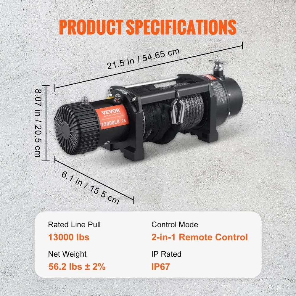 Flash Sale - 12V 8000 lb Load Capacity Nylon Rope Winch