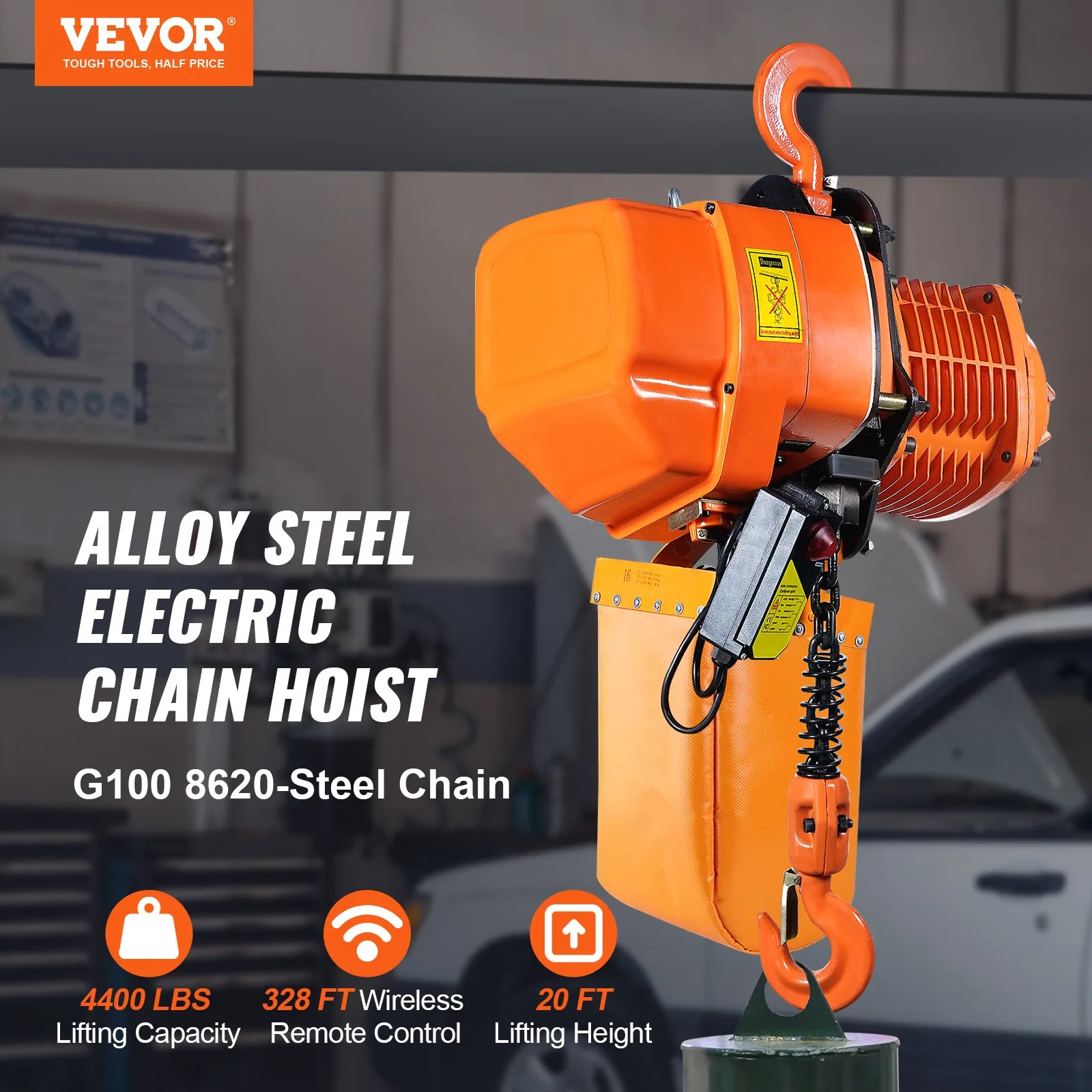VEVOR 2200 lbs Wireless Attic Lift, 1600W 110V Electric Hoist with Wireless Remote Control, 40ft Single Cable Lifting Height & High-quality Motor, for Garage Warehouse Factory