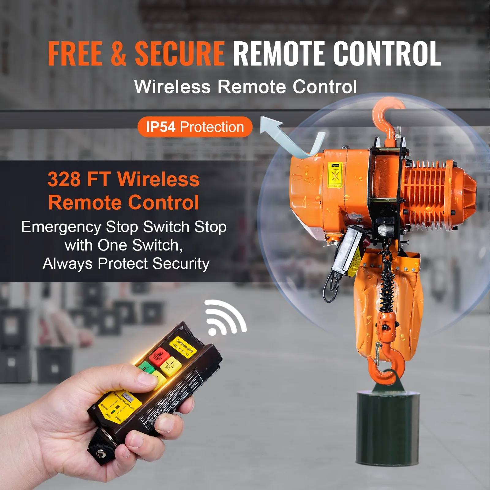 VEVOR 2200 lbs Wireless Attic Lift, 1600W 110V Electric Hoist with Wireless Remote Control, 40ft Single Cable Lifting Height & High-quality Motor, for Garage Warehouse Factory