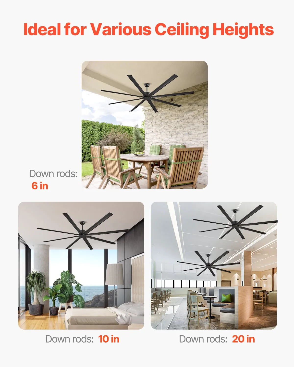 🔥SUMMER SALE  VEVOR 96 In Ceiling Fan without Light