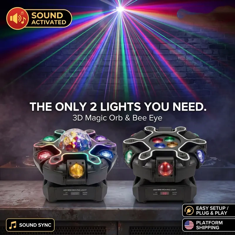 200W Sound-Activated "Bee-Eye" Moving Head DJ Light