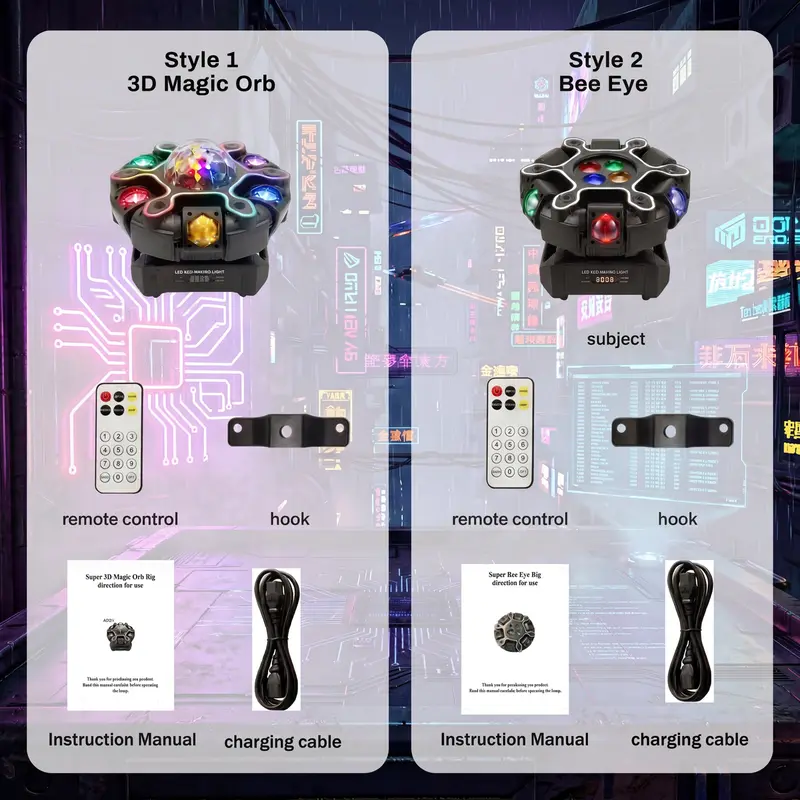 200W Sound-Activated "Bee-Eye" Moving Head DJ Light