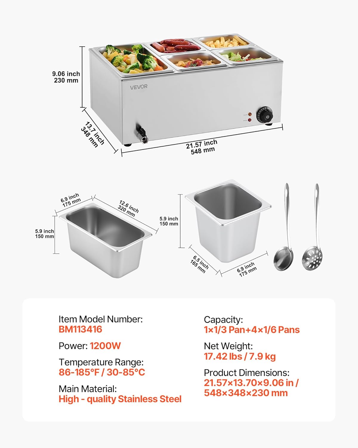 6-Pan Commercial Food Warmer