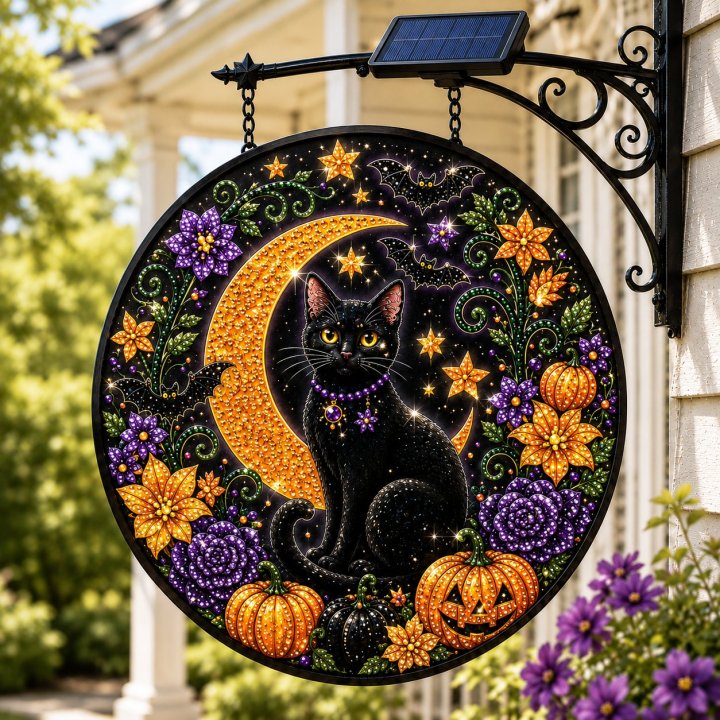 🔥Last 4 hours  Free Shipping -🎃Solar Halloween LED Hanging Sign Light 👻