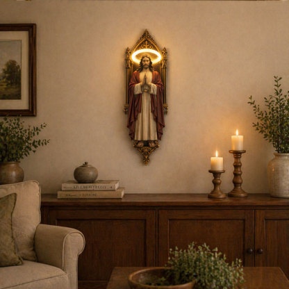🏡Sacred Heart Jesus Wall Light – Faith-Inspired Home Blessing Decor🙏
