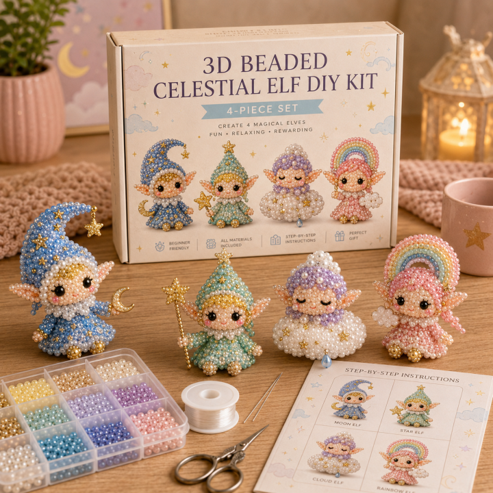 3D Beaded Magical Elf DIY Kit – Cute Fantasy Craft Collectibles