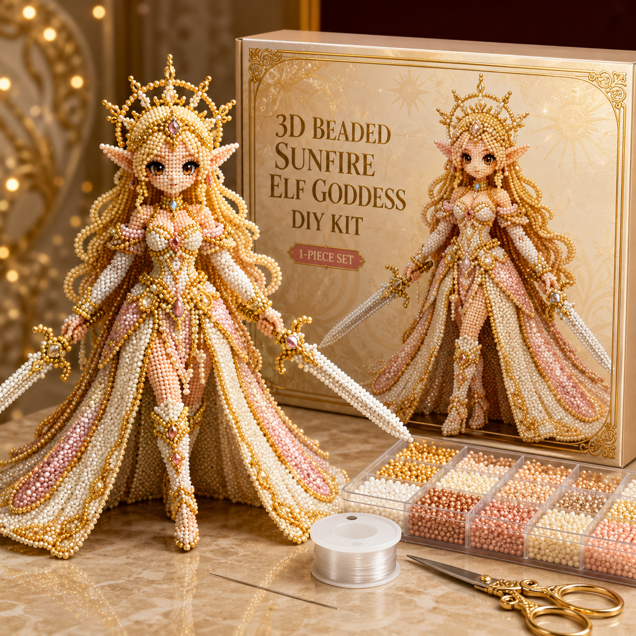 3D Beaded Elf Series DIY Kit – Fantasy Collectible Bead Art Set
