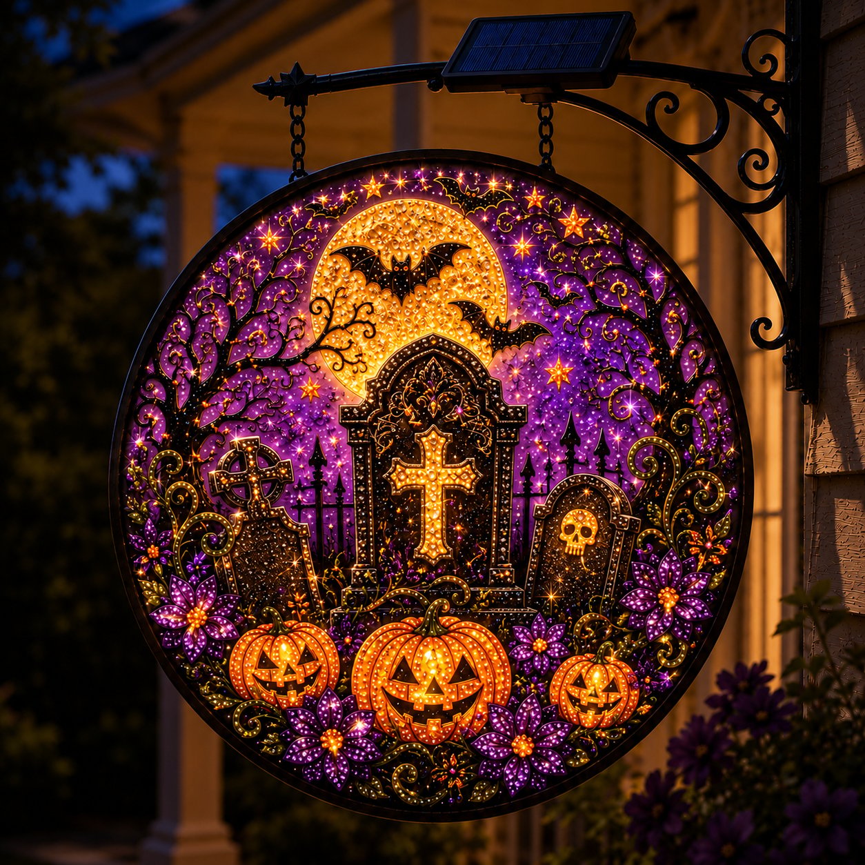 🔥Last 4 hours  Free Shipping -🎃Solar Halloween LED Hanging Sign Light 👻