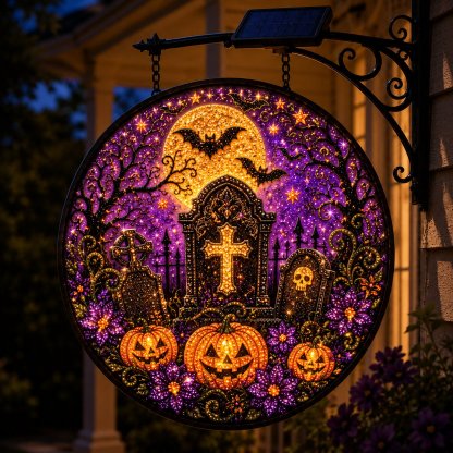 🔥Last 4 hours  Free Shipping -🎃Solar Halloween LED Hanging Sign Light 👻