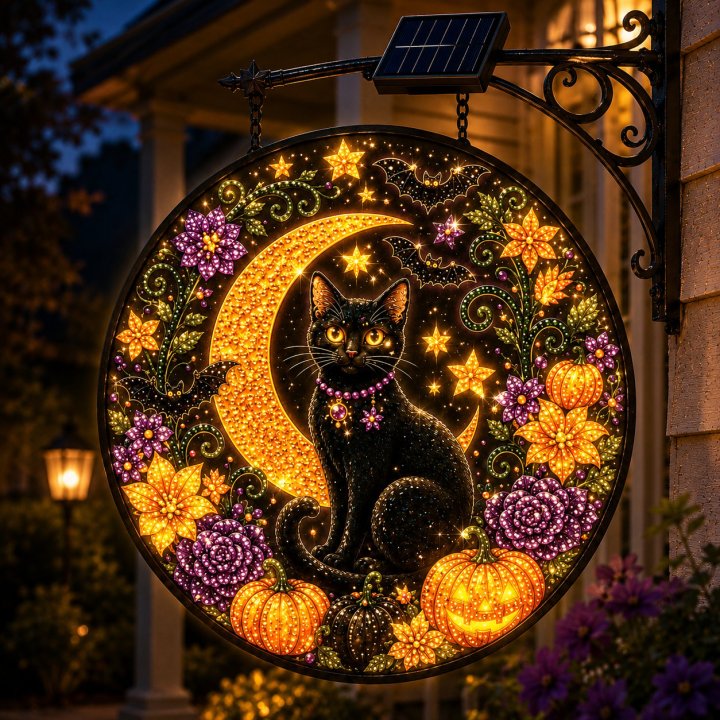 🔥Last 4 hours  Free Shipping -🎃Solar Halloween LED Hanging Sign Light 👻