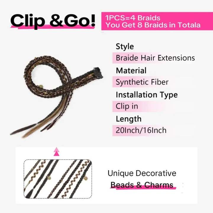 🌿 Boho Beaded Clip-In Braids – Effortless Festival & Everyday Hair Transformation